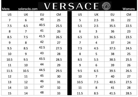 versace 1969 shoes size chart